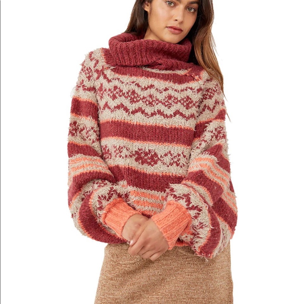 NWT Free People Check Me Out Pullover in Holly Berry women’s small sweater